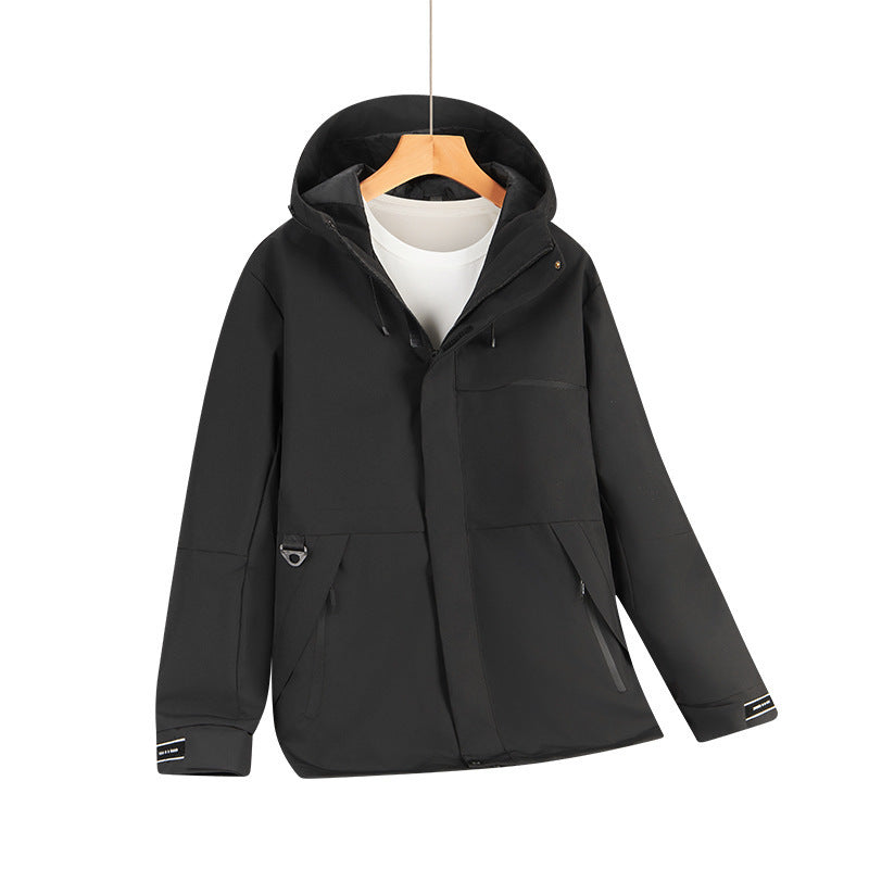 Herren Wasserabweisende Softshell-Kapuzenjacke mit verdeckten Reißverschlüssen und urbanem Schnitt Shop Nory