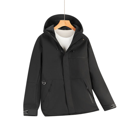 Herren Wasserabweisende Softshell-Kapuzenjacke mit verdeckten Reißverschlüssen und urbanem Schnitt Shop Nory