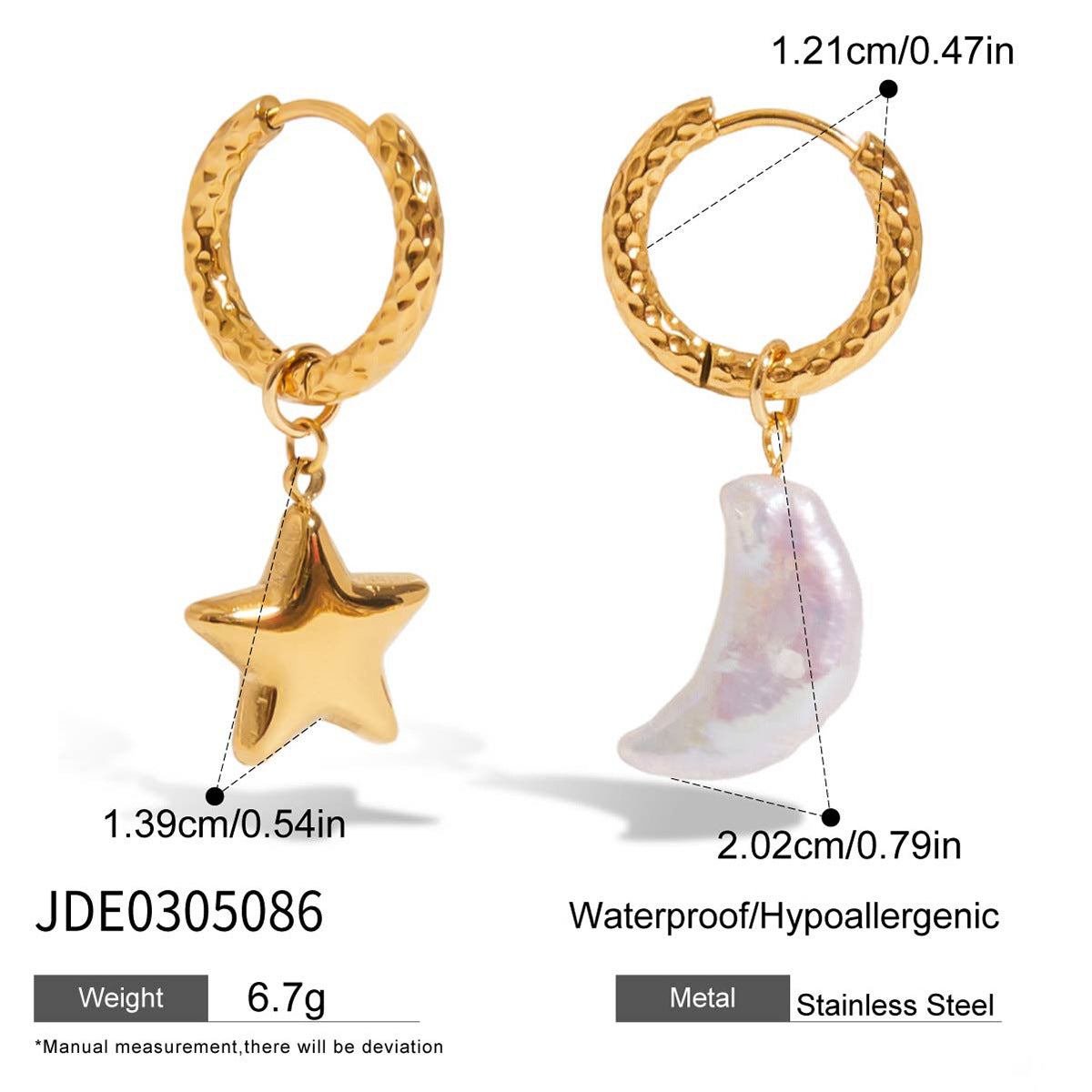 Damen mehrlagige Halskette mit funkelndem Stern- und Mondanhänger aus hypoallergenem Edelstahl Shop Nory