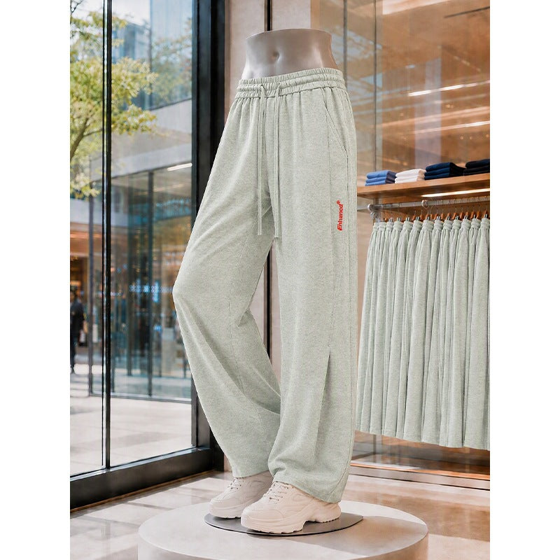 Damen Weite High‑Waist Lounge‑Hose mit Elastikbund, Tunnelzug und seitlichem Schlitz Shop Nory