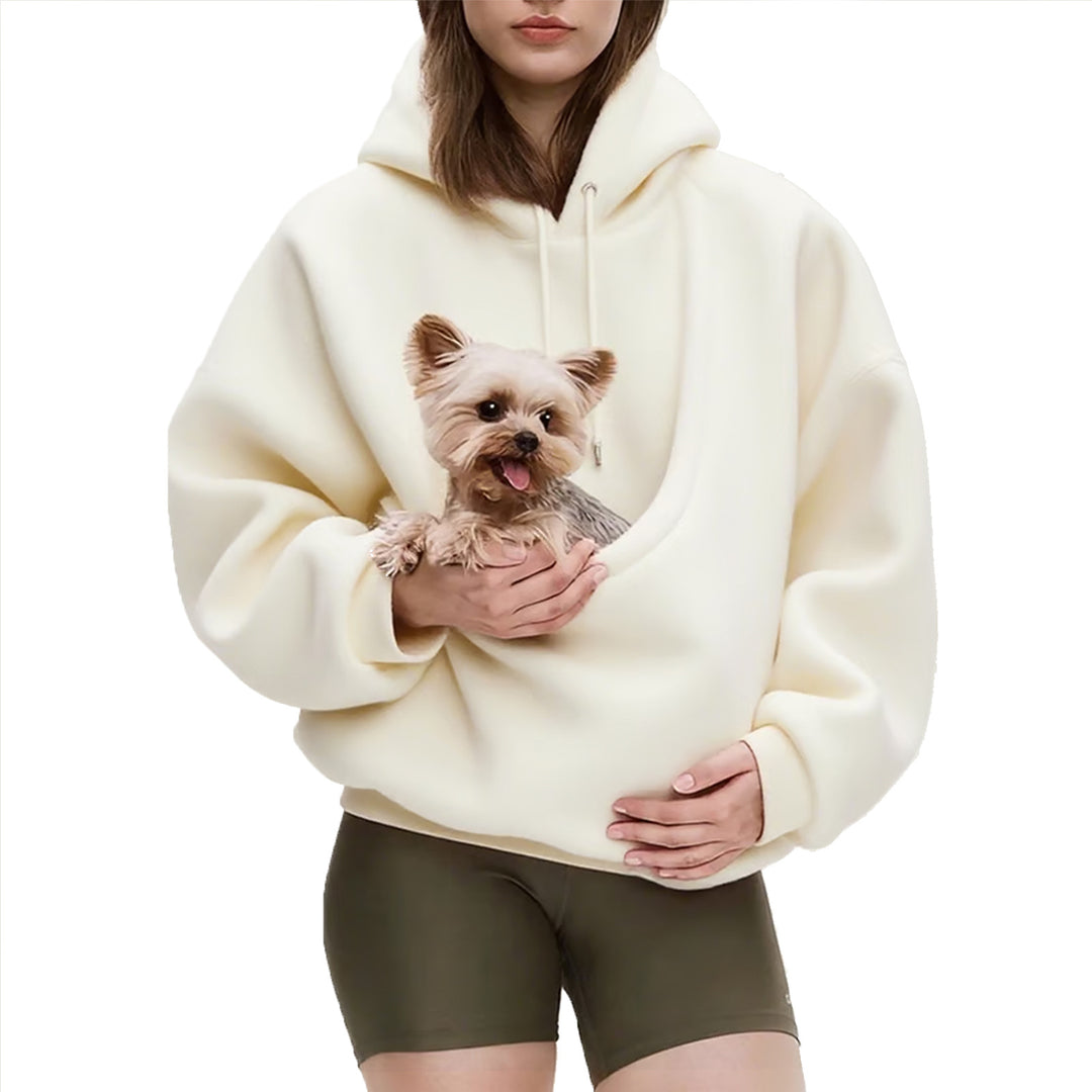 Damen nan Oversize Sherpa-Hoodie mit integriertem Haustiertaschen-Design Shop Nory