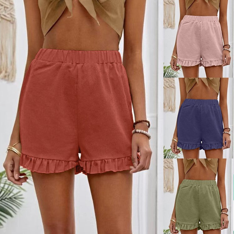 Damen Shorts mit Rüschendetails und Elastischem Bund