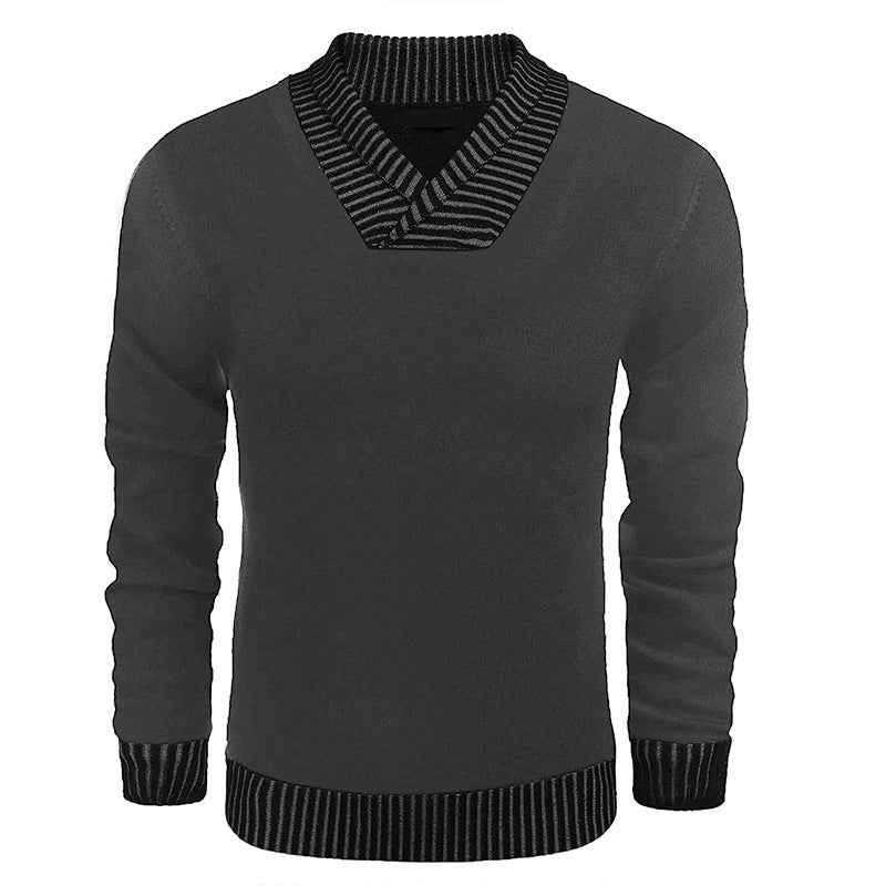 Herren Feinstrick-Pullover mit V-Ausschnitt und kontrastierendem Rippkragen Shop Nory