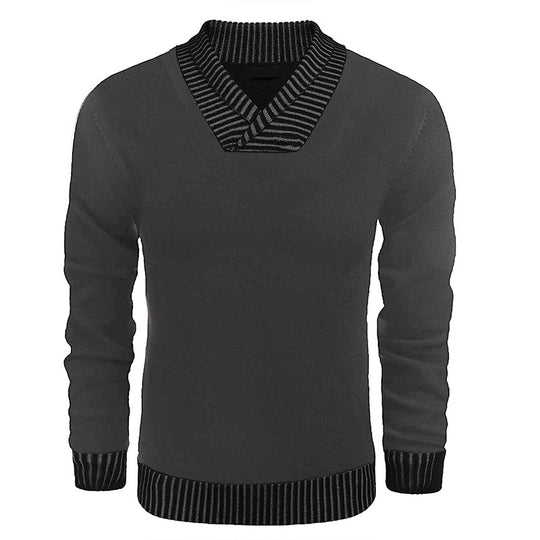 Herren Feinstrick-Pullover mit V-Ausschnitt und kontrastierendem Rippkragen Shop Nory