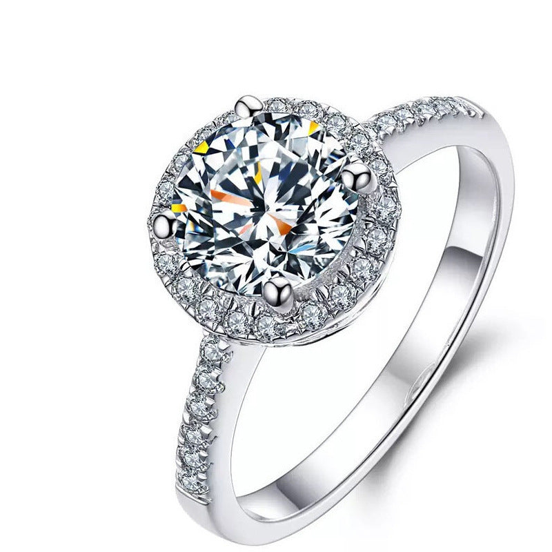 Damen luxuriöser Solitär-Diamantring mit glänzender Zirkonia-Fassung Shop Nory