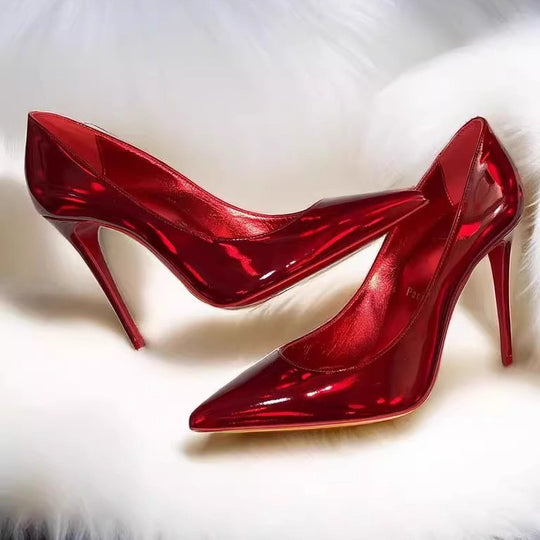 Damen spitze Lack-Pumps mit hohem Stiletto-Absatz Shop Nory