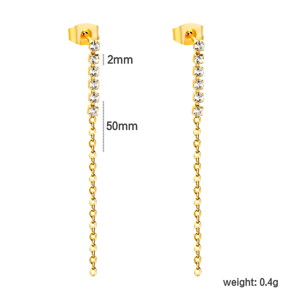 Damen Hängende Ohrstecker mit funkelnden Kristallen und eleganter Kettenstruktur Shop Nory