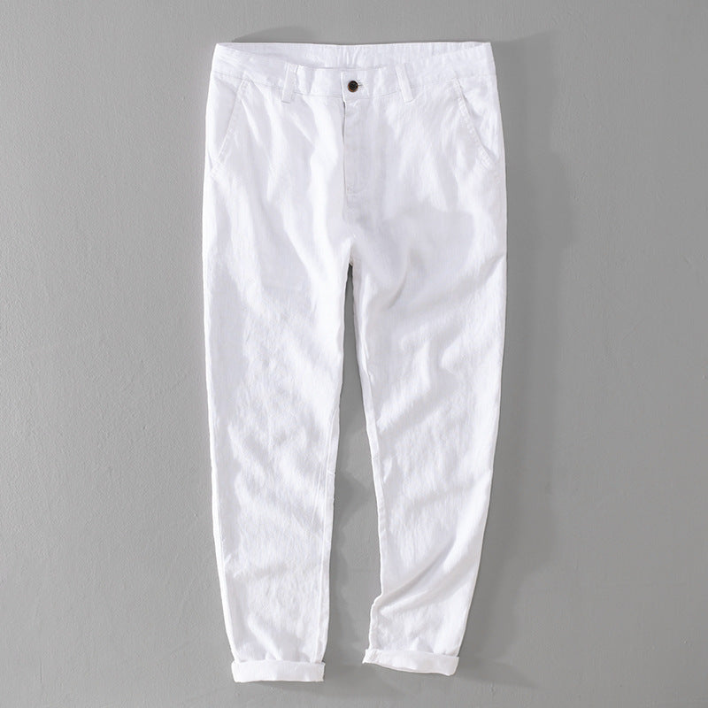 Herren Leichte Leinenchino mit schlanker Passform und gekrempeltem Saum Shop Nory