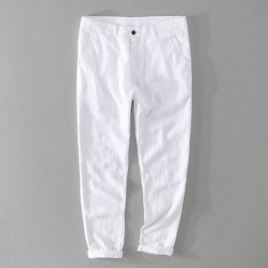 Herren Leichte Leinenchino mit schlanker Passform und gekrempeltem Saum Shop Nory