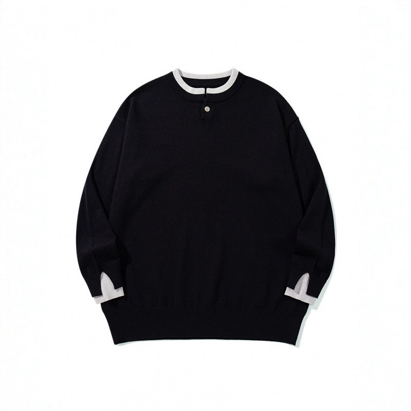Unisex Oversize Feinstrickpullover mit Henley-Knopfleiste und Schlitzbündchen Shop Nory