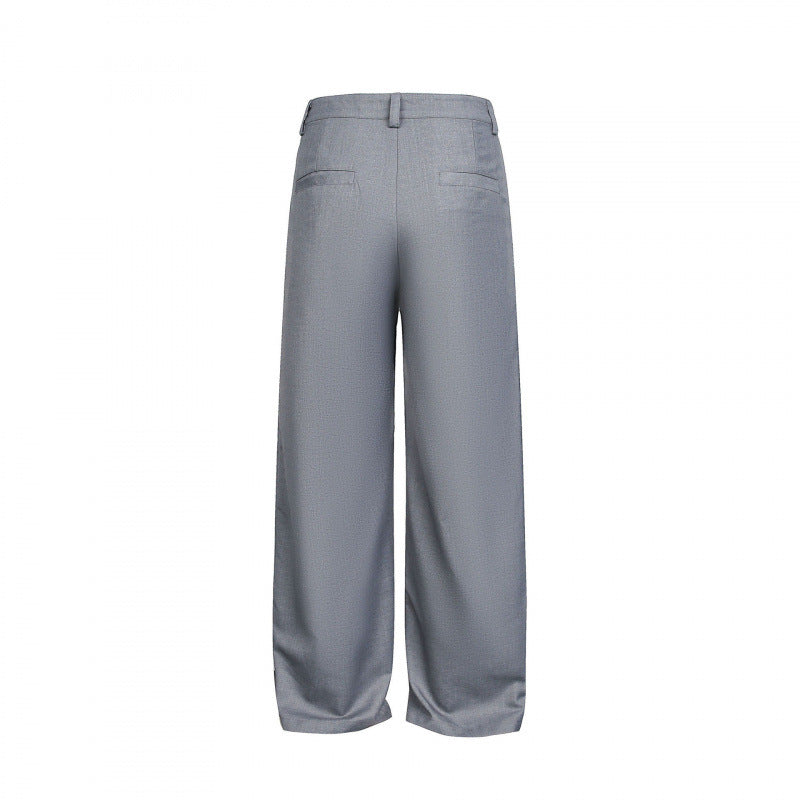 Damen Weite Bundfalten-Hose mit hoher Taille und sichtbarer Knopfleiste Shop Nory