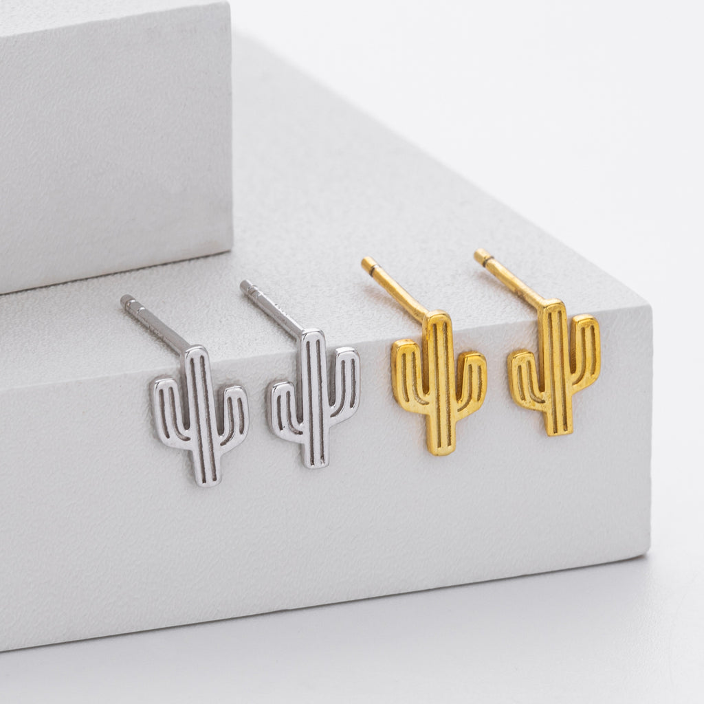 Damen Ohrstecker im stilvollen Kaktusdesign aus 925 Sterling Silber Shop Nory