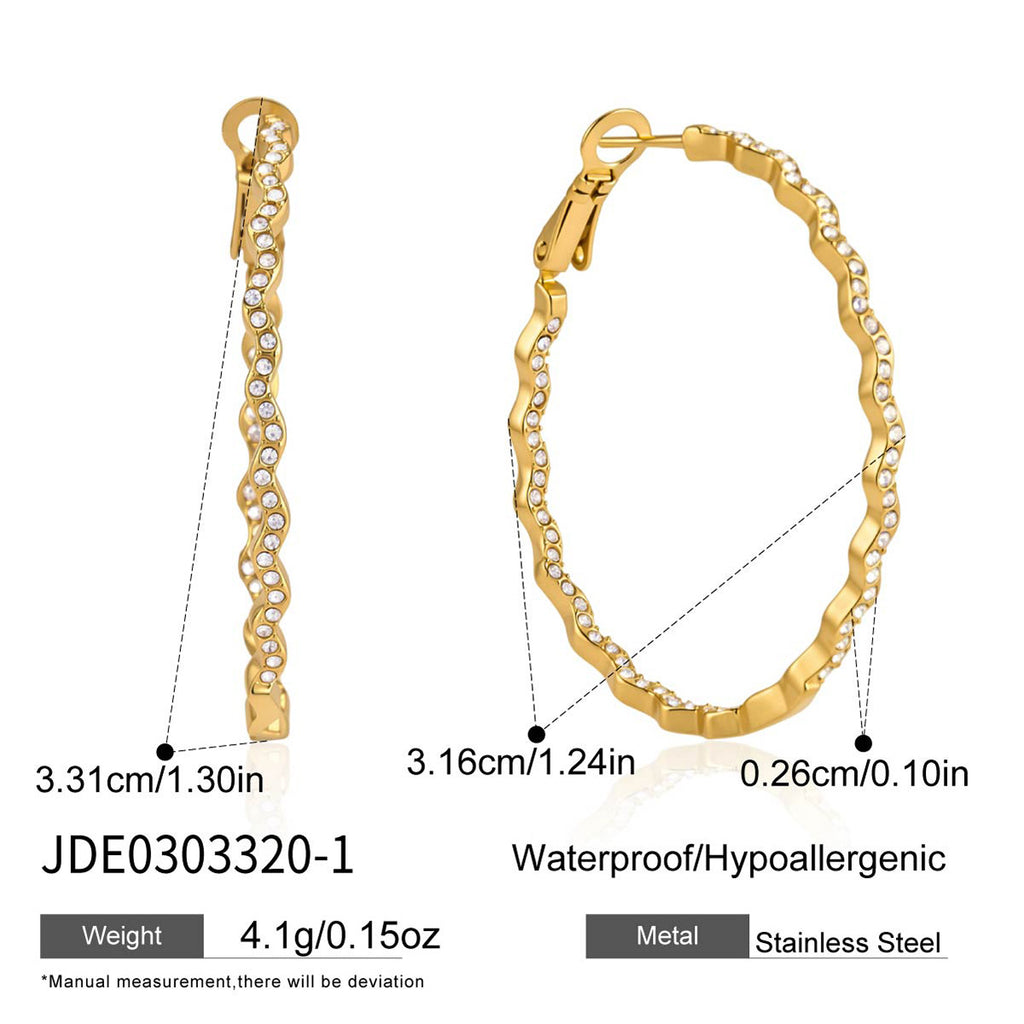 Damen Ohrhänger mit elegantem Wellen-Design und funkelndem Zirkonia-Besatz Shop Nory