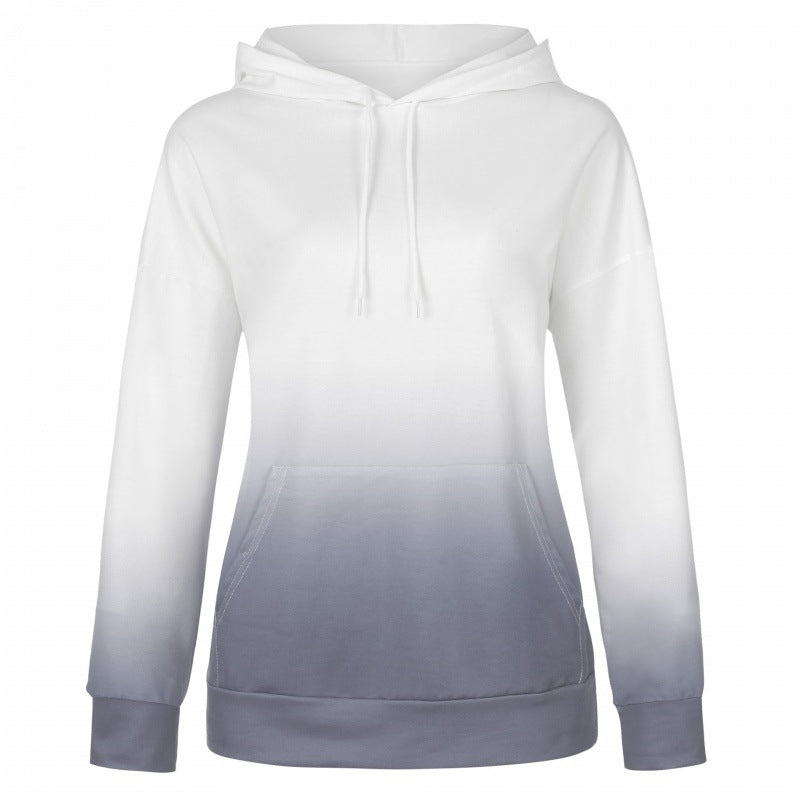 Damen Oversize Kapuzenpullover mit Dip-Dye Farbverlauf und Kängurutasche Shop Nory