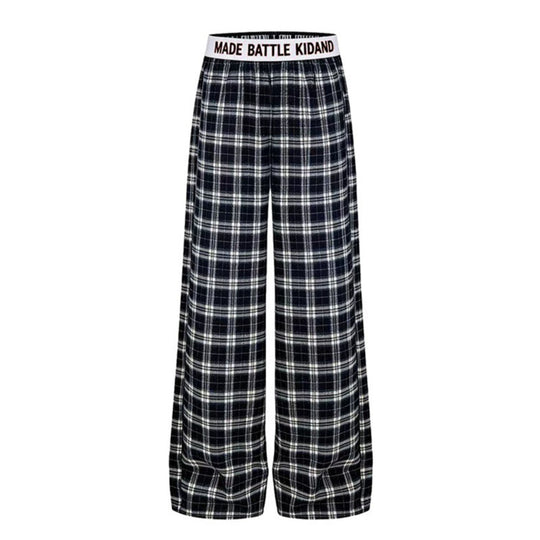 Damen Weite Lounge-Hose mit Karomuster und elastischem Logobund Shop Nory