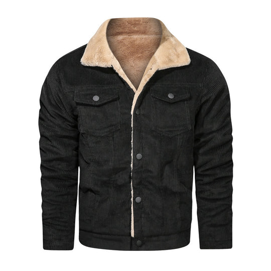 Herren Kord-Truckerjacke mit Teddyfutter und Druckknopfverschluss Shop Nory