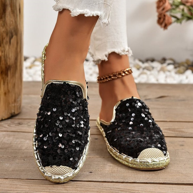 Damen Glitzernde Espadrilles mit bequemer Einlegesohle