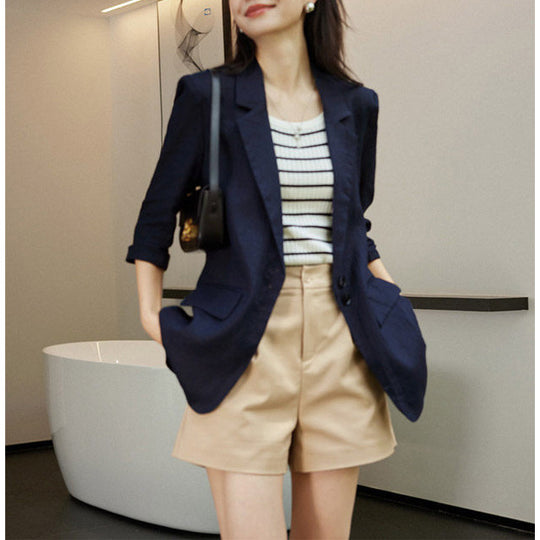 Damen Modischer Leinenblazer Shop Nory