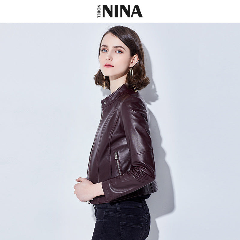 Damen Trendige Bikerjacke aus hochwertigem Leder Shop Nory