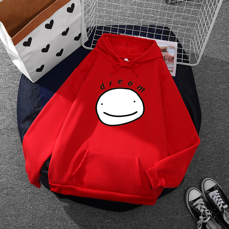 Unisex nan Oversize-Kapuzenpullover mit minimalistischem Smiley-Print, weichem Fleece-Innenfutter und praktischer Kängurutasche Shop Nory