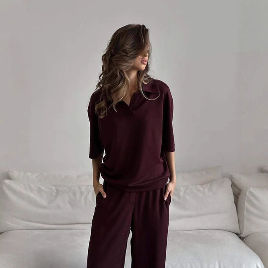 Damen Lässige Bluse mit weitem Schnitt und elegantem Kragen