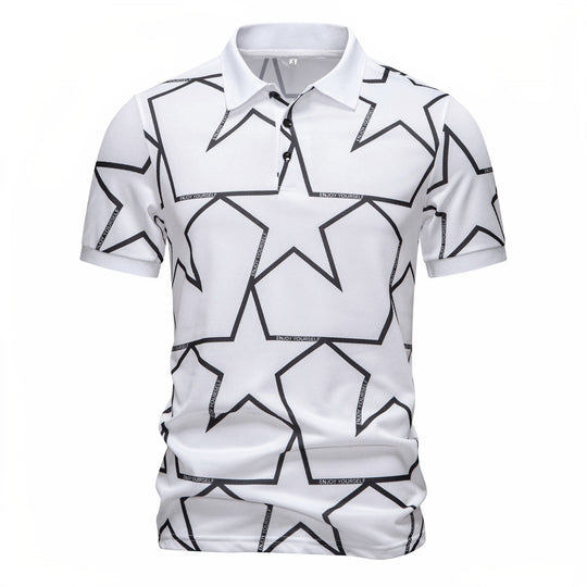 Herren Poloshirt mit modernem Sternen-Design und atmungsaktiven Materialien