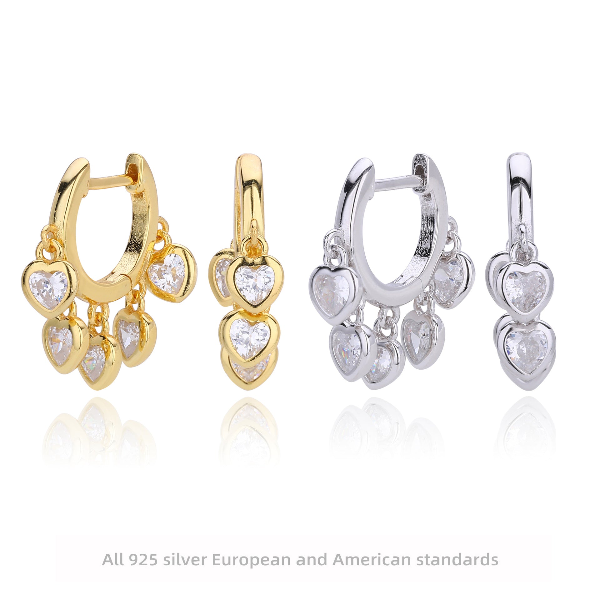 Damen Ohrhänger im verspielten Herzdesign aus 925 Sterling Silber Shop Nory