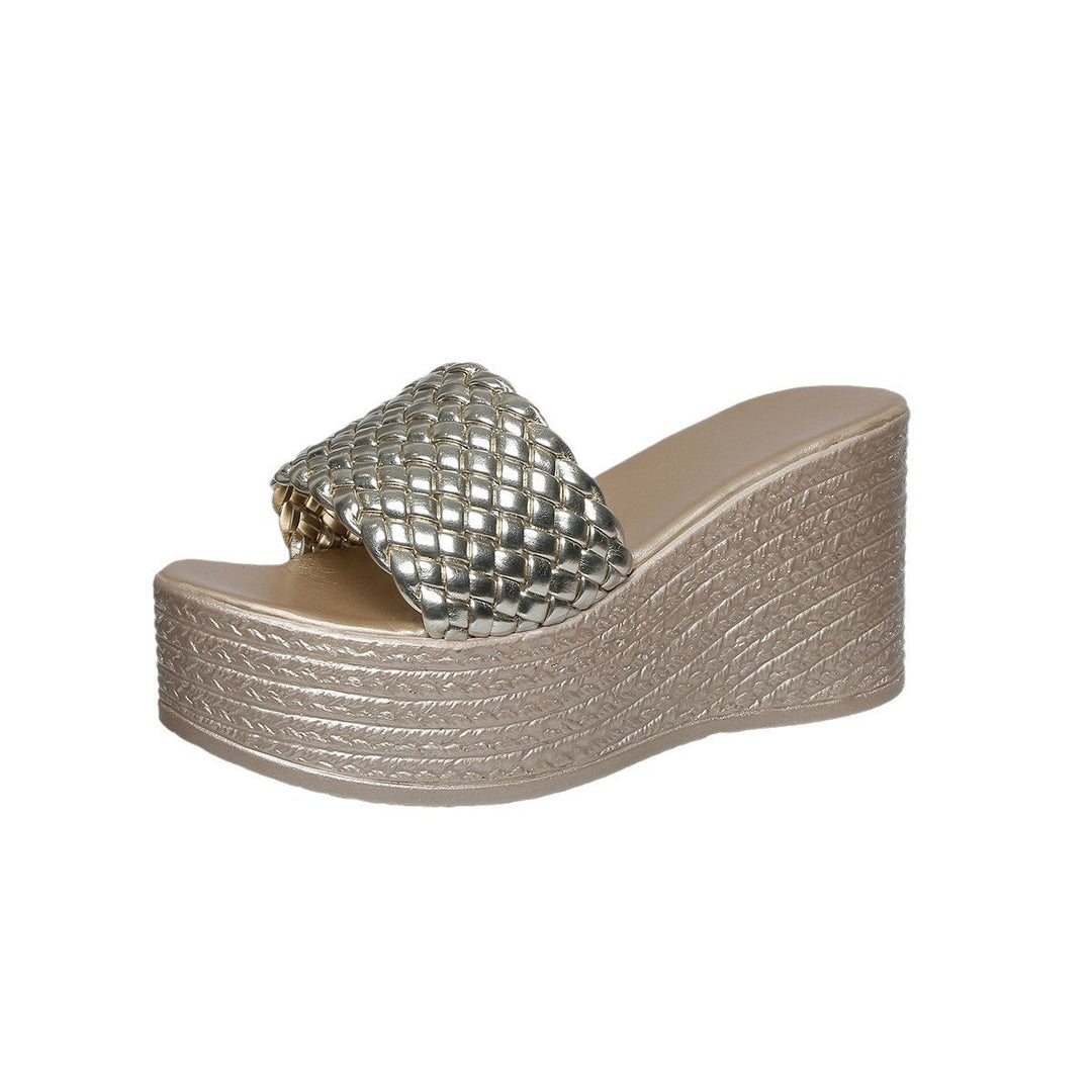 Damen Wedge-Pantoletten mit geflochtenem Riemen und komfortabler Sohle