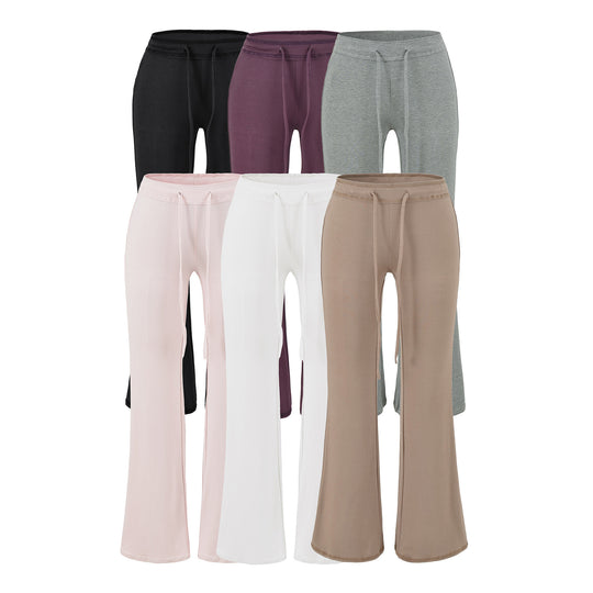 Damen Fließende Jersey-Hose mit hohem Bund, Kordelzug und ausgestelltem Bein Shop Nory