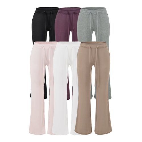 Damen Fließende Jersey-Hose mit hohem Bund, Kordelzug und ausgestelltem Bein Shop Nory