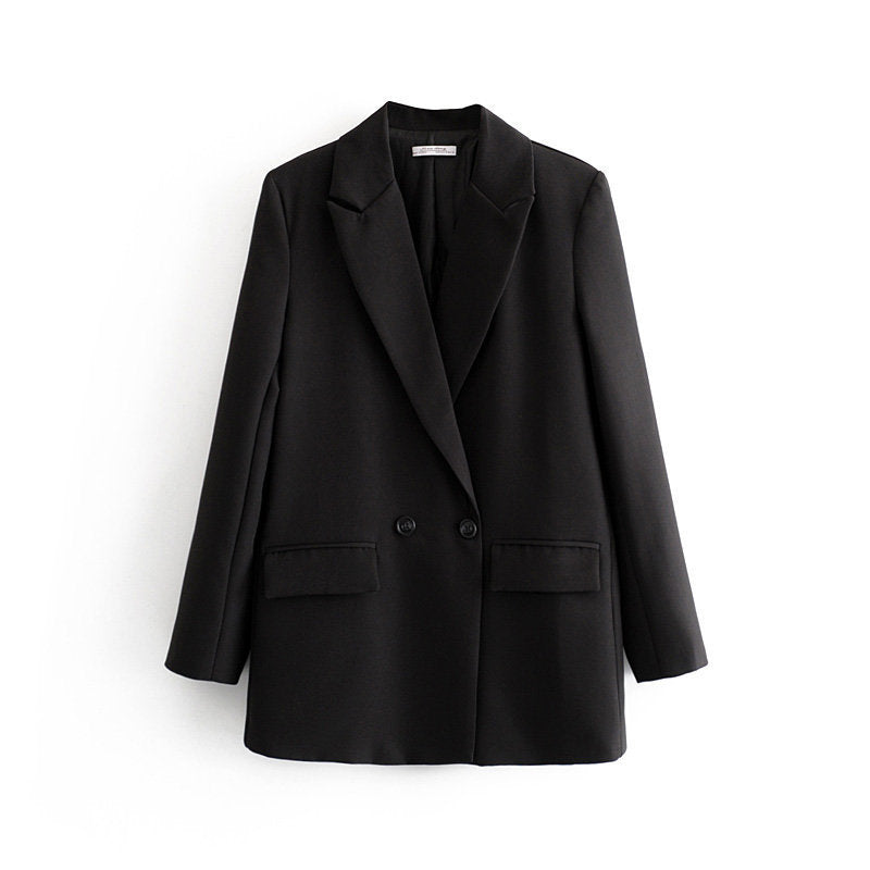 Damen Oversize Doppelreihiger Blazer mit fallendem Revers und weicher Innenfütterung Shop Nory