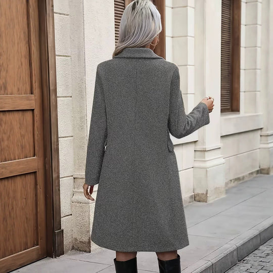 Damen Eleganter doppelt-knöpfiger Wollmantel