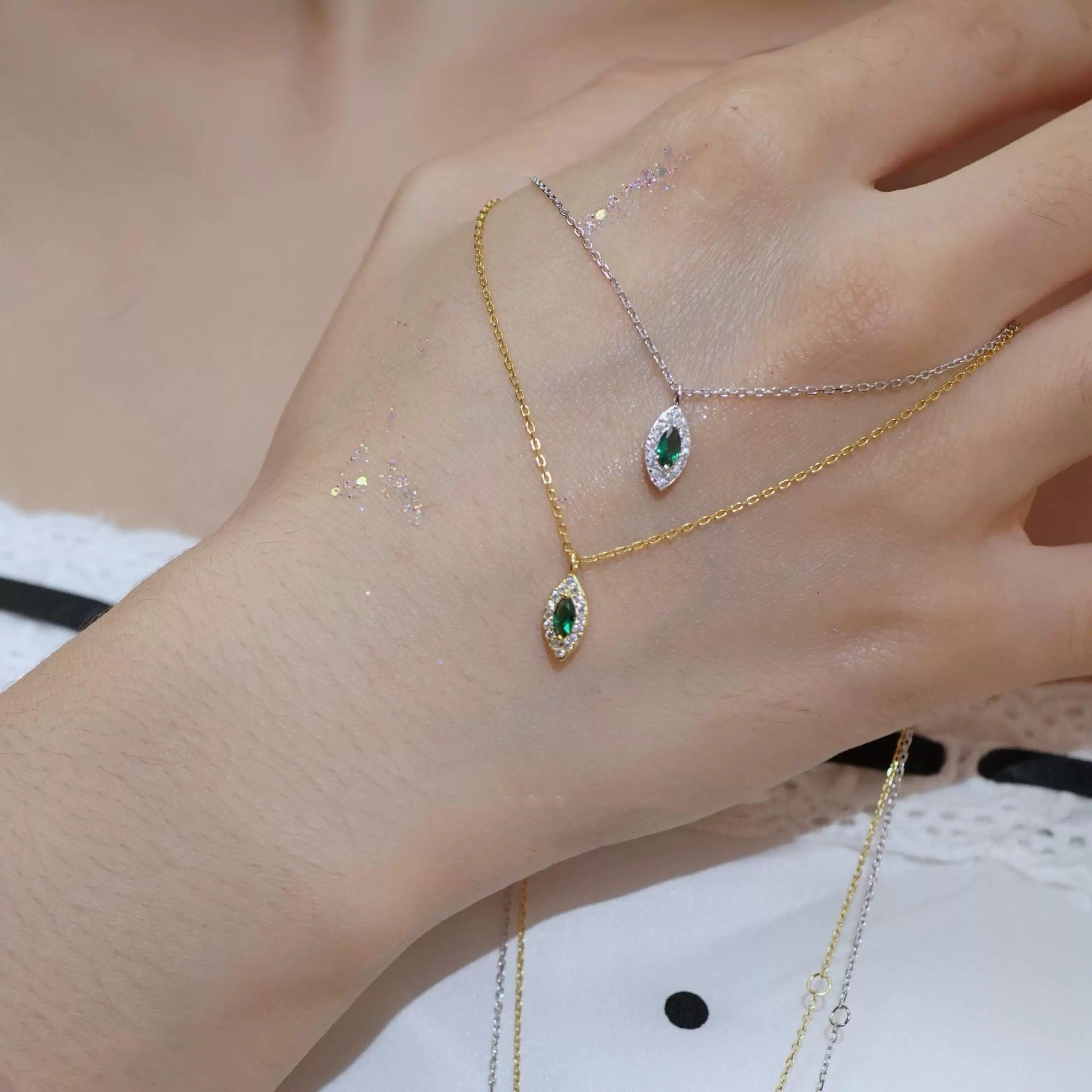 925 Sterling Silber Zirkon Kabelkette Einlage Geometrische Anhänger Halskette | Shop Nory