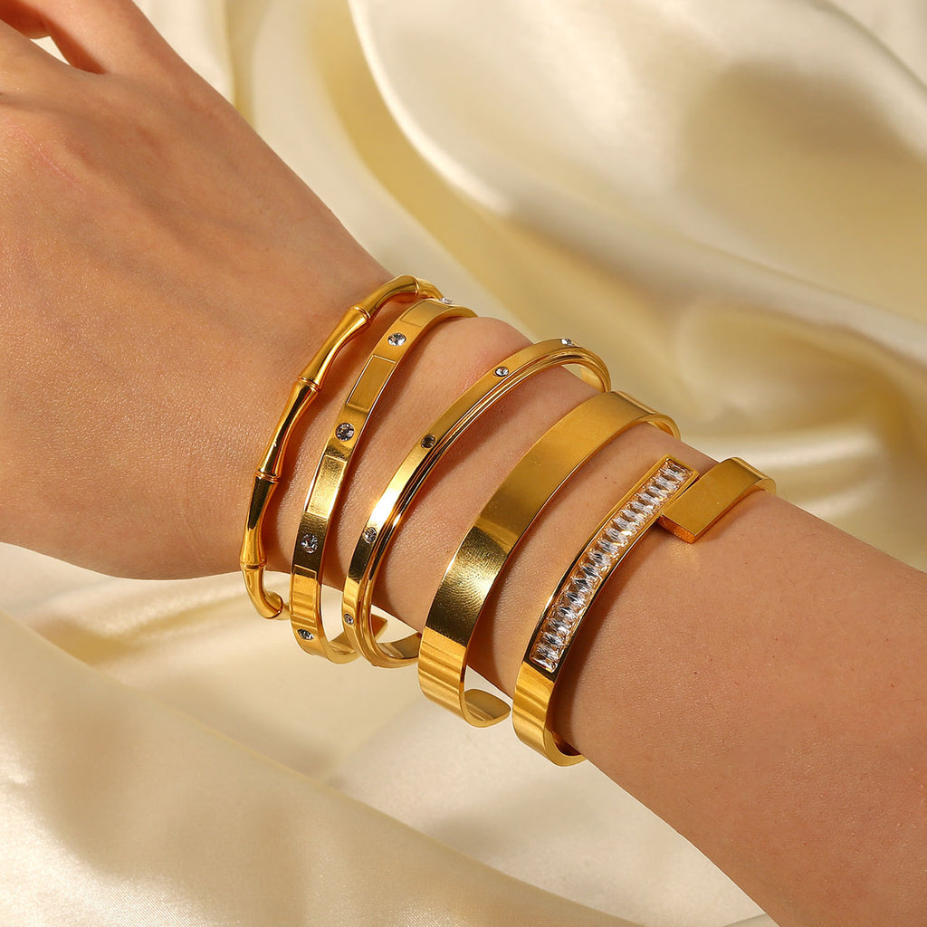 Damen Offenes Armreifen mit elegantem Bambusdesign Shop Nory