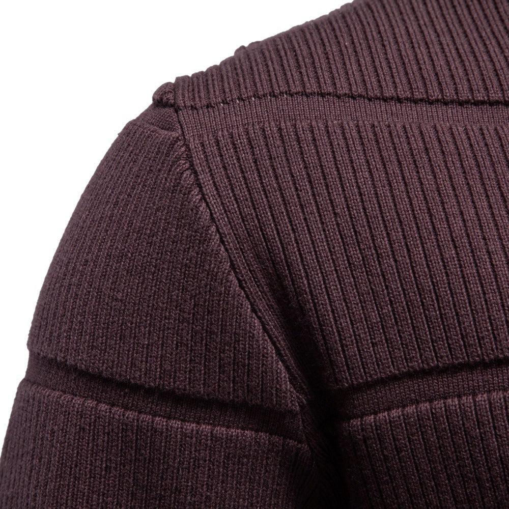 Herren Gestrickter Rundhals-Pullover mit Stepp-Optik und Rippbündchen Shop Nory