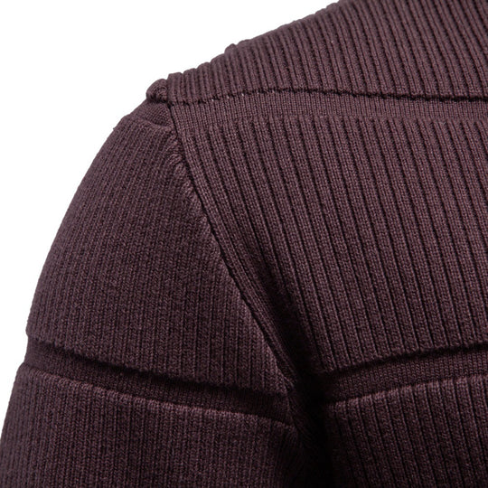 Herren Gestrickter Rundhals-Pullover mit Stepp-Optik und Rippbündchen Shop Nory