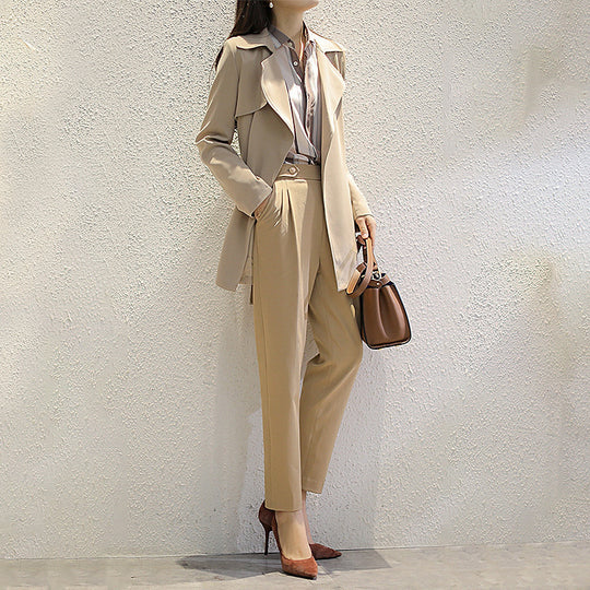 Damen Edles Trenchcoat mit Taillengürtel und praktischen Taschen Shop Nory