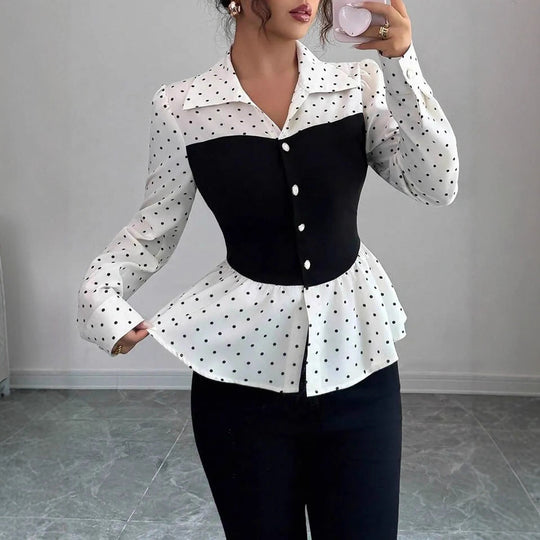 Damen Zweiteilig wirkende Bluse mit Korsagen‑Optik und Peplum Shop Nory