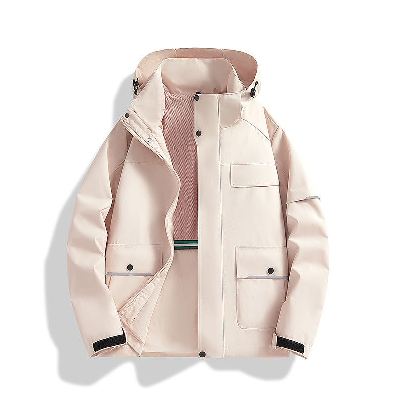 Herren dreilagige Trekkingjacke mit verschweißten Nähten, Kapuze und Multifunktionstaschen Shop Nory
