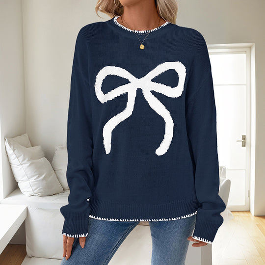Damen Bequemer Pullover mit Schleifenmuster Shop Nory