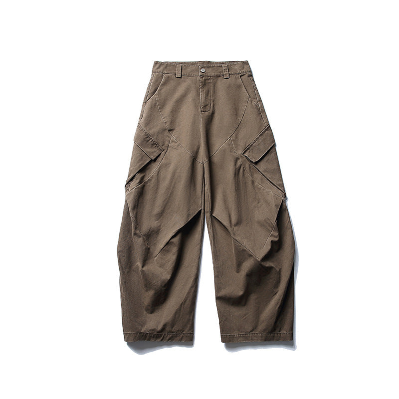 Herren weite Cargo-Hose mit asymmetrischen Klappentaschen und verkürztem Bein Shop Nory