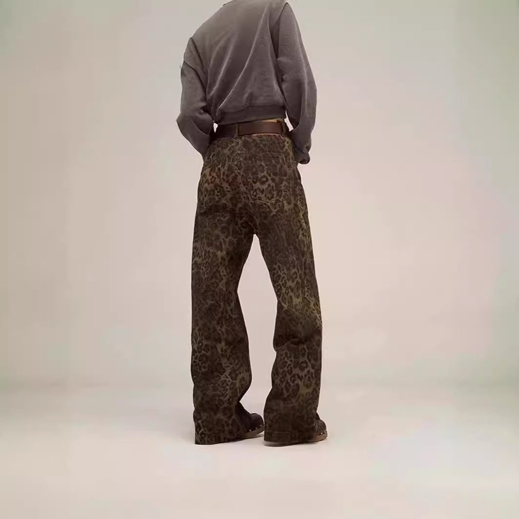 Damen Weit geschnittene Leoprint-Hose mit flexiblem Bund und modischem Design