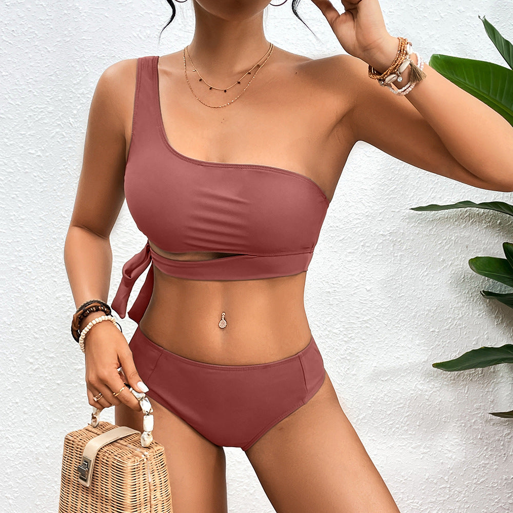 Damen Asymmetrischer Bikini mit verstellbarem Bindegurt