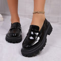 Damen Modische Lacklederschuhe mit robustem Profil