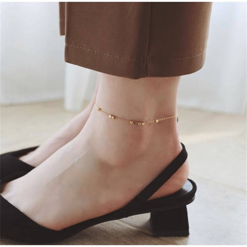 Damenschmuck zarte Goldperlen Kette Fußkette Shop Nory