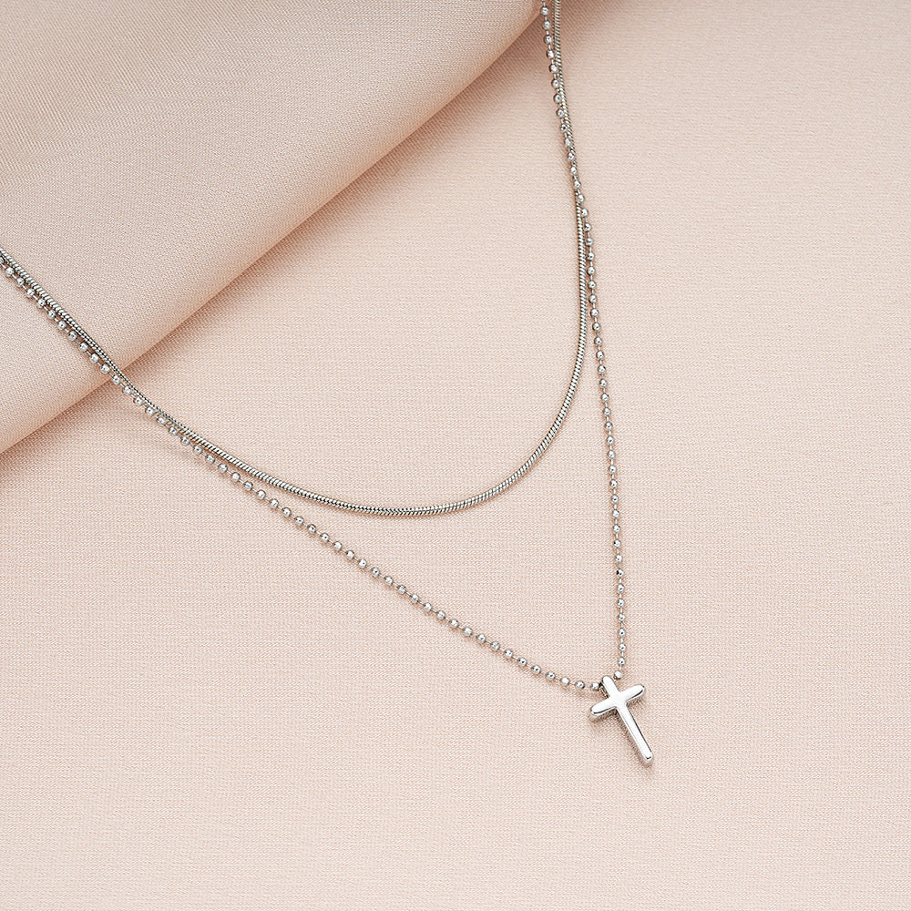 Damen Halskette mit elegantem Kreuzanhänger aus hochwertigem Edelstahl Shop Nory