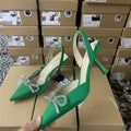 Damen Slingback Pumps mit funkelndem Schleifenakzent und elegantem Absatz