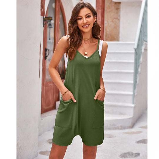 Damen sportlicher Jumpsuit mit praktischen Taschen und weitem Schnitt