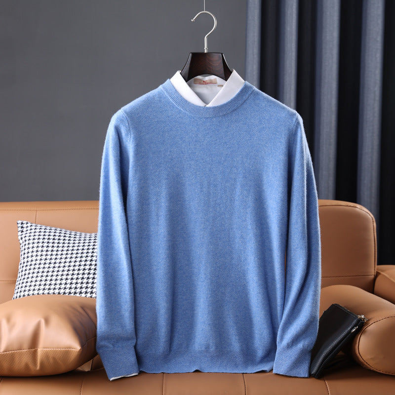Herren Slim-Fit Rundhalspullover aus feinem Kaschmir-Mix mit dezenter Rippenkante Shop Nory