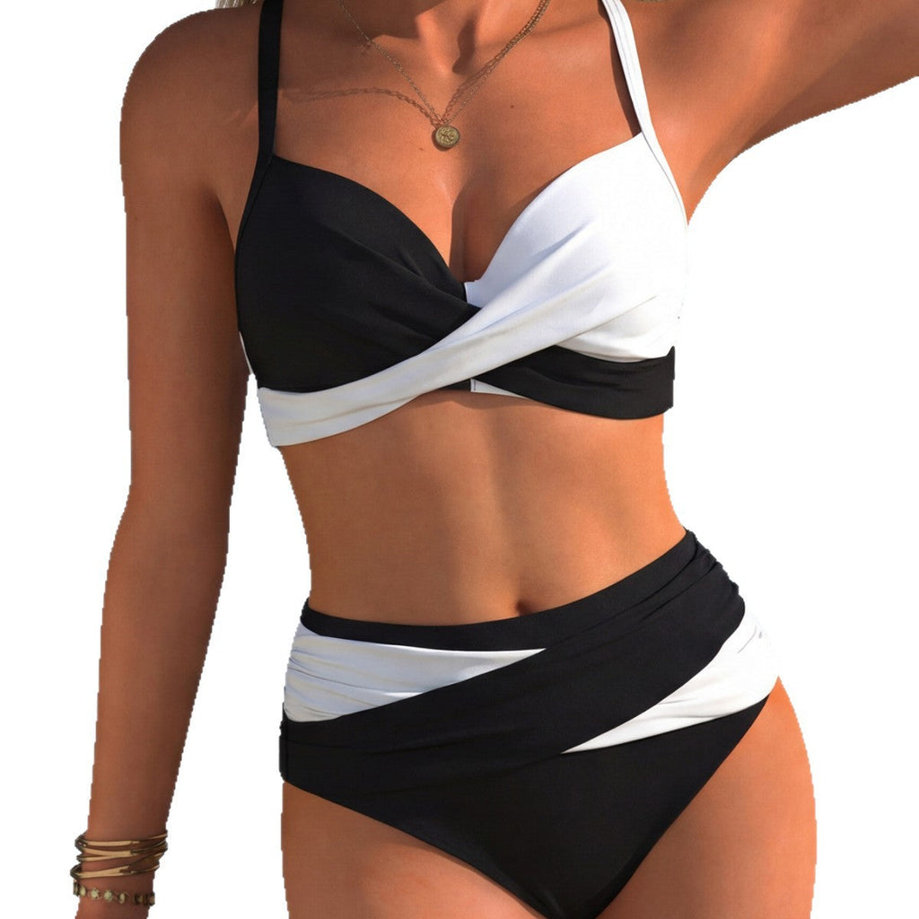 Damen hoch geschnittener Bikini mit elegantem Wickel-Design Shopnory